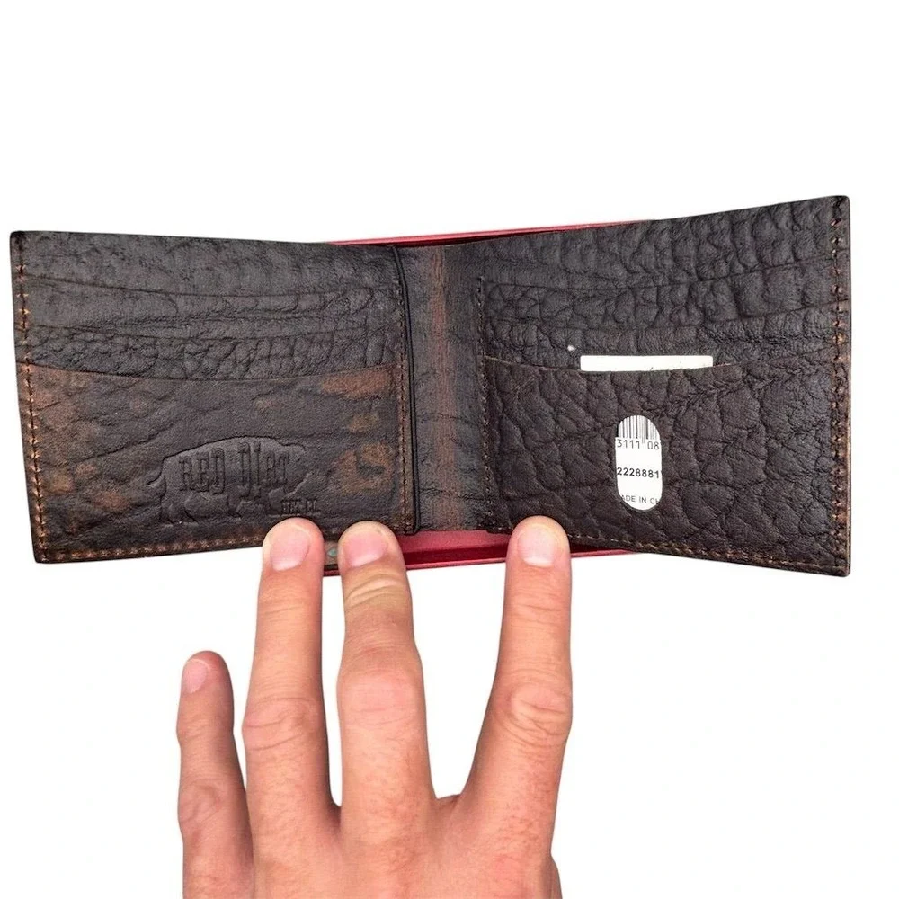 Red Dirt Hat Co Men's‎ Brown Bifold Wallet Genuine Leather